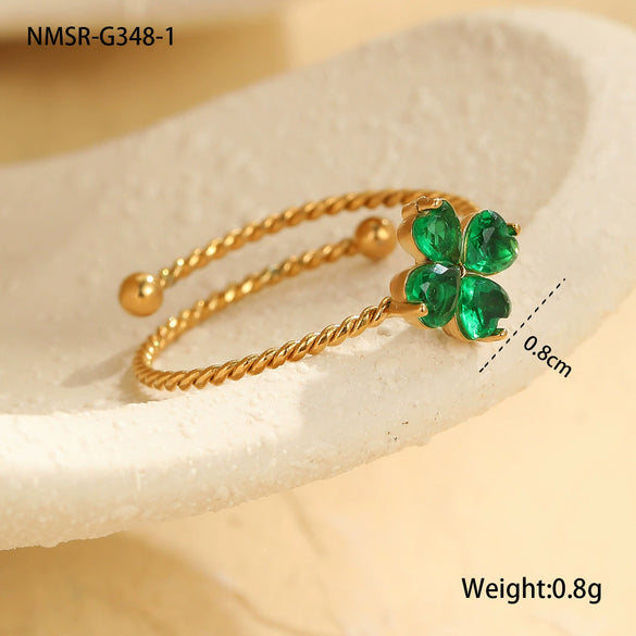 Wholesale Stainless Steel Fourleaf Clover Open Ring Light Luxury Hand Jewelry Electroplated For Women