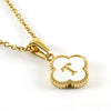 Wholesale 316L Stainless Steel Fourleaf Clover Pendant Necklace With Electroplating Treatment And Letter Pattern For Women