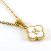 Wholesale 316L Stainless Steel Fourleaf Clover Pendant Necklace With Electroplating Treatment And Letter Pattern For Women