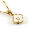 Wholesale 316L Stainless Steel Fourleaf Clover Pendant Necklace With Electroplating Treatment And Letter Pattern For Women