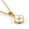 Wholesale 316L Stainless Steel Fourleaf Clover Pendant Necklace With Electroplating Treatment And Letter Pattern For Women