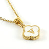 Wholesale 316L Stainless Steel Fourleaf Clover Pendant Necklace With Electroplating Treatment And Letter Pattern For Women