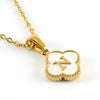 Wholesale 316L Stainless Steel Fourleaf Clover Pendant Necklace With Electroplating Treatment And Letter Pattern For Women