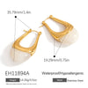 Wholesale Stainless Steel French Retro Curved Earrings With Resin Electroplated In 18K Gold Color For Women