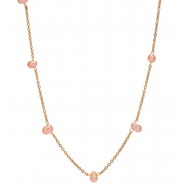Wholesale Stainless Steel Freshwater Pearl Geometric Fashion Necklace With Electroplating