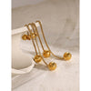 Wholesale Stainless Steel Front And Rear Tassel Earrings With Round Steel Balls And Simple Box Chain Electroplated