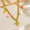 Wholesale Stainless Steel Fruit And Food Style Pendant Necklace With Electroplating Fruit Shaped And Inlaid With Colored Diamond