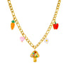Wholesale Stainless Steel Fruit And Food Style Pendant Necklace With Electroplating Fruit Shaped And Inlaid With Colored Diamond
