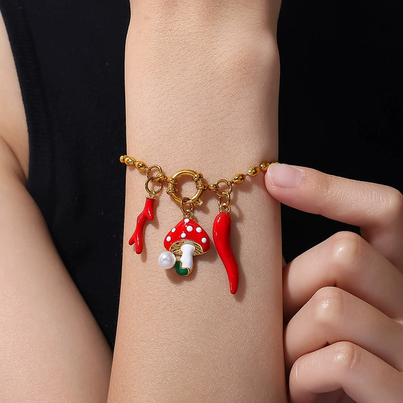 Wholesale 316L Stainless Steel Fruit And Vegetable 3D Dripping Oil Style Necklace Pendant And Bracelet Accessories
