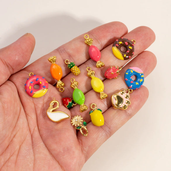 Wholesale Stainless Steel Fruit Food Style Dripping Oil Handmade Jewelry Pendant