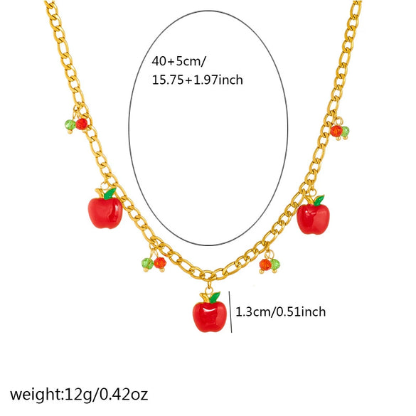 Wholesale Stainless Steel Fruit Geometric Pendant Necklace With Electroplating For Women