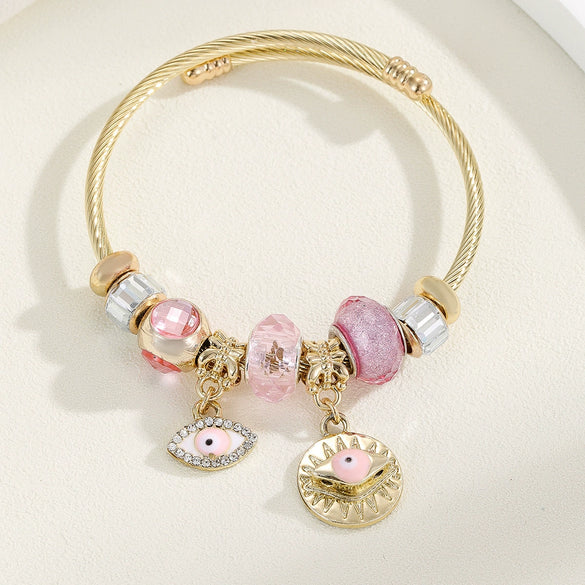 Wholesale Stainless Steel Fruit Pattern Diamond Inlaid Bracelet For Women