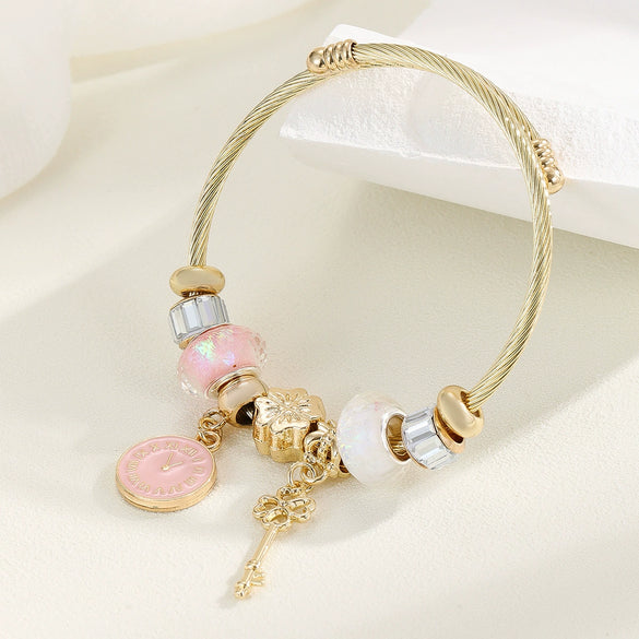 Wholesale Stainless Steel Fruit Pattern Diamond Inlaid Bracelet For Women