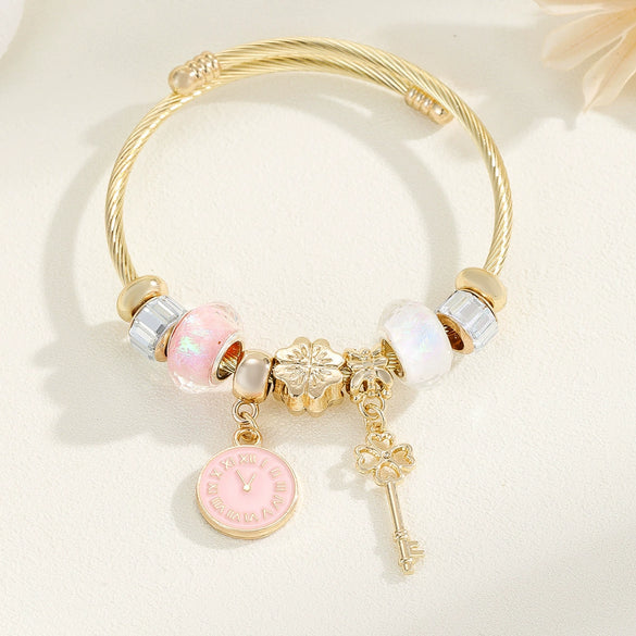 Wholesale Stainless Steel Fruit Pattern Diamond Inlaid Bracelet For Women