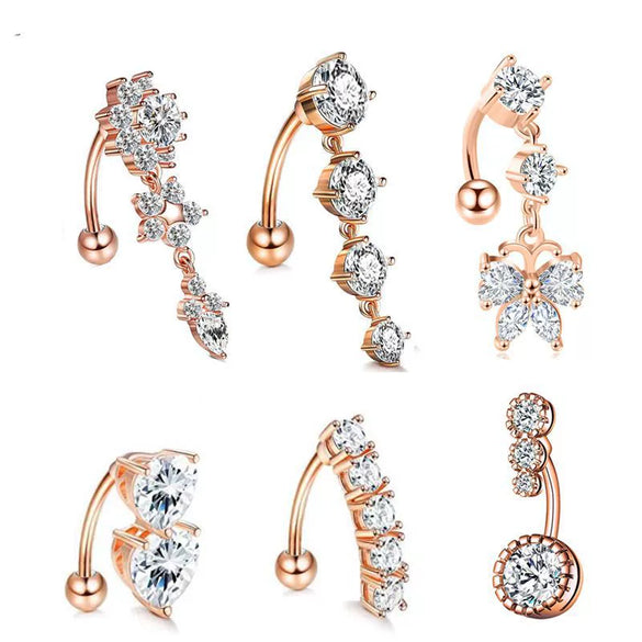 Wholesale Stainless Steel Fruit Pattern Navel Ring Set Body Piercing Jewelry