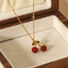Wholesale Stainless Steel Fruit Pattern Oil Dripping Cherry Pendant O Word Chain Necklace For Women