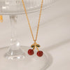 Wholesale Stainless Steel Fruit Pattern Oil Dripping Cherry Pendant O Word Chain Necklace For Women
