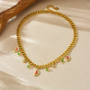 Wholesale Stainless Steel Fruit Pattern Pendant Necklace With Double Layer Chain And Electroplating Design For Women