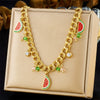 Wholesale Stainless Steel Fruit Pattern Pendant Necklace With Double Layer Chain And Electroplating Design For Women