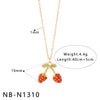 Wholesale Stainless Steel Fruit Pendant Oil Drop Necklace And Titanium Steel Bracelet Set With Fruit Pendant Electroplated With 18K Furnace Vacuum Plating