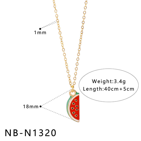 Wholesale Stainless Steel Fruit Pendant Oil Drop Necklace And Titanium Steel Bracelet Set With Fruit Pendant Electroplated With 18K Furnace Vacuum Plating