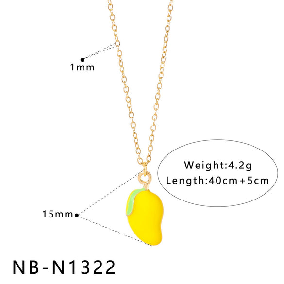 Wholesale Stainless Steel Fruit Pendant Oil Drop Necklace And Titanium Steel Bracelet Set With Fruit Pendant Electroplated With 18K Furnace Vacuum Plating