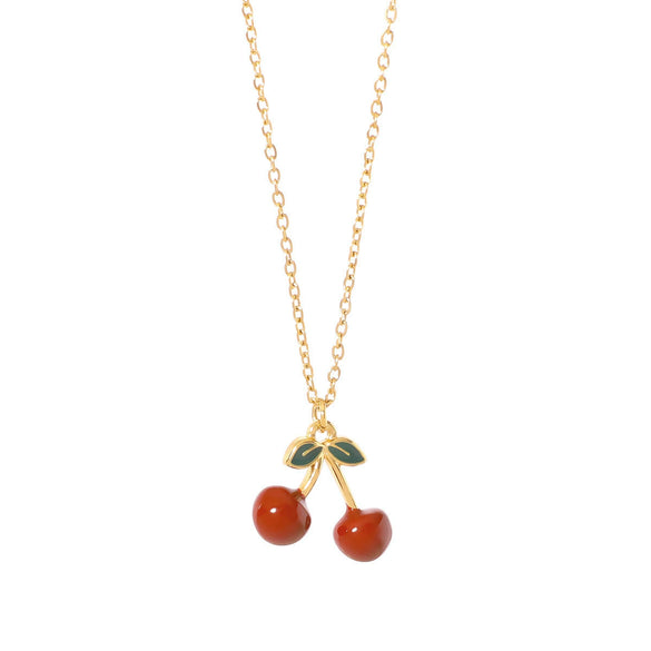 Wholesale Stainless Steel Fruit Pendant Oil Drop Necklace And Titanium Steel Bracelet Set With Fruit Pendant Electroplated With 18K Furnace Vacuum Plating