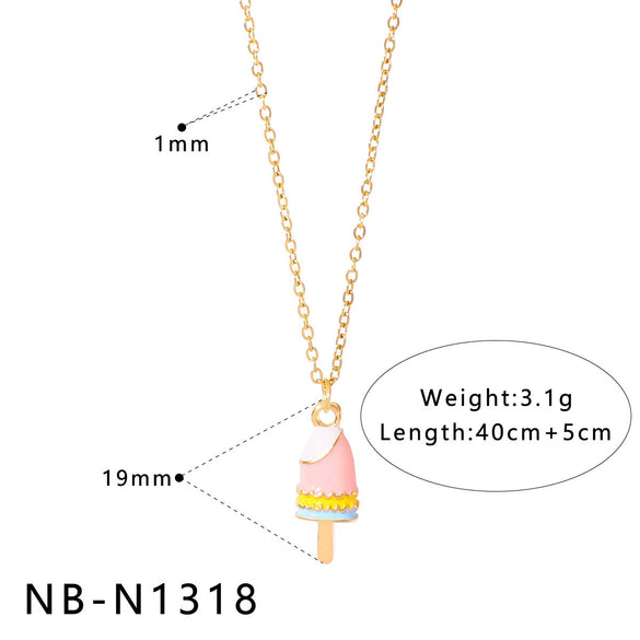 Wholesale Stainless Steel Fruit Pendant Oil Drop Necklace And Titanium Steel Bracelet Set With Fruit Pendant Electroplated With 18K Furnace Vacuum Plating