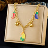 Wholesale Stainless Steel Fruit Shaped Cartoon Style Pendant Necklace With Gold Plated O Word Chain