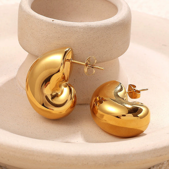 Wholesale 316L Stainless Steel Geometric And Drop Shape Fashion Earrings 18K Gold Plated