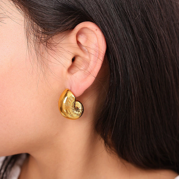 Wholesale 316L Stainless Steel Geometric And Drop Shape Fashion Earrings 18K Gold Plated