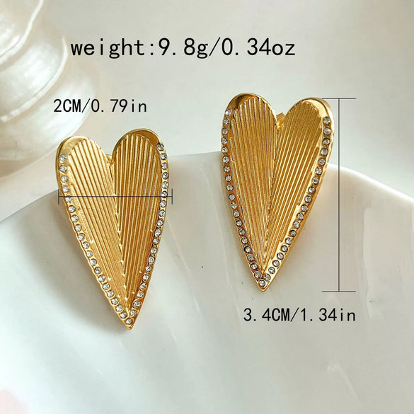 Wholesale Stainless Steel Geometric And Heart Shaped Electroplated Earrings For Women