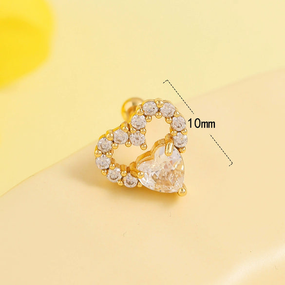 Wholesale Stainless Steel Geometric And Heartshaped Earrings With Flower Pattern And Electroplating
