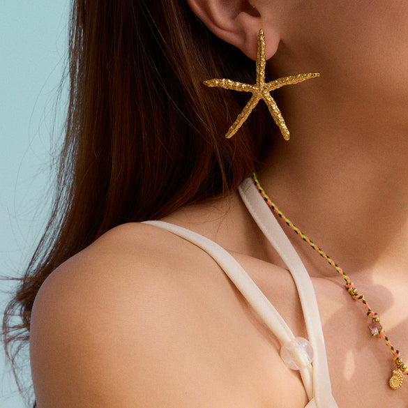 Wholesale Stainless Steel Geometric Animal Style Electroplated Starfish Earrings For Women