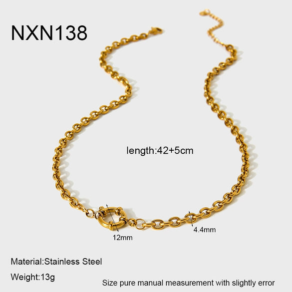 Wholesale Stainless Steel Geometric Animal Zodiac Pattern Electroplated Spring Clasp Chain Necklace For Women