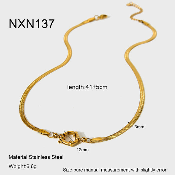 Wholesale Stainless Steel Geometric Animal Zodiac Pattern Electroplated Spring Clasp Chain Necklace For Women