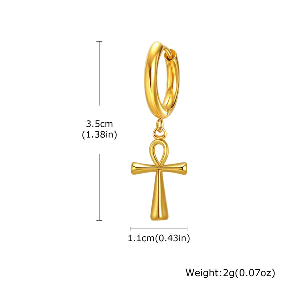 Wholesale Stainless Steel Geometric Anka Cross Earrings For Men With Electroplating
