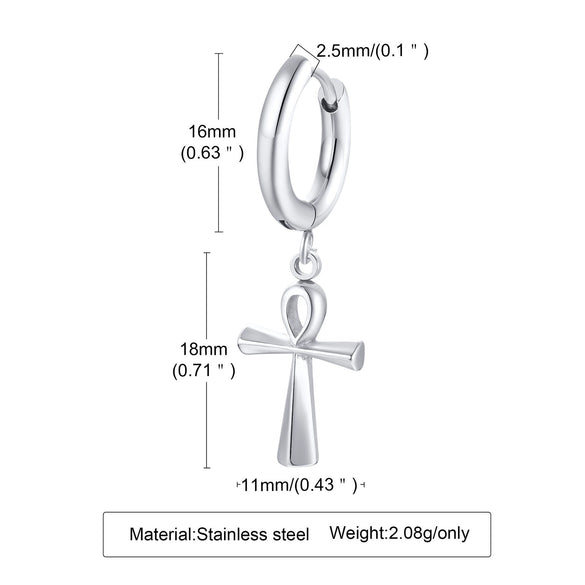 Wholesale Stainless Steel Geometric Anka Cross Earrings For Men With Electroplating