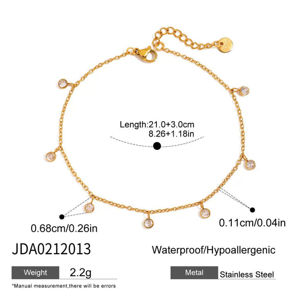Wholesale Stainless Steel Geometric Anklet With 18K Gold Plated And Zircon Stylish Design For Women