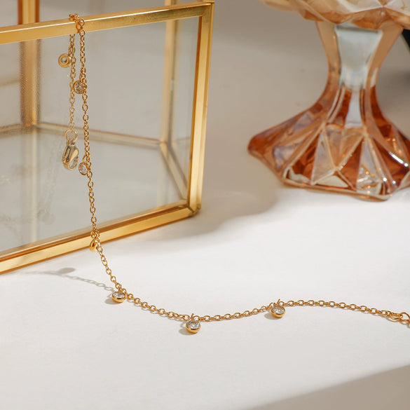 Wholesale Stainless Steel Geometric Anklet With 18K Gold Plated And Zircon Stylish Design For Women