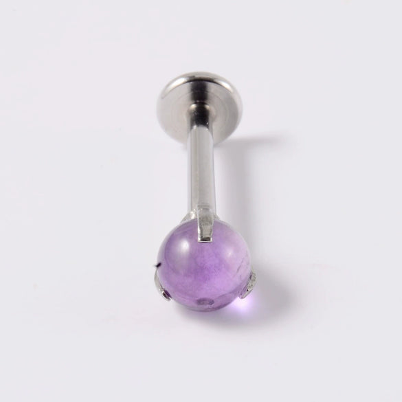 Wholesale Stainless Steel Geometric Artificial Gemstones Semiprecious Stones Gold Plated Electroplated Lip Stud Earrings Ball Earrings Ear Bone Stud