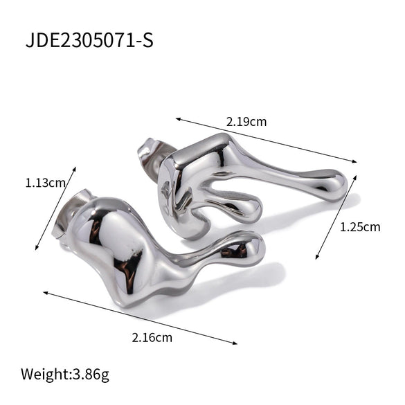 Wholesale Stainless Steel Geometric Asymmetrical Creative Electroplated Earrings