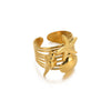 Wholesale Stainless Steel Geometric Asymmetrical Line Texture Snakeshaped Ring With Star Shape For Women