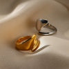 Wholesale Stainless Steel Geometric Asymmetrical Line Texture Snakeshaped Ring With Star Shape For Women