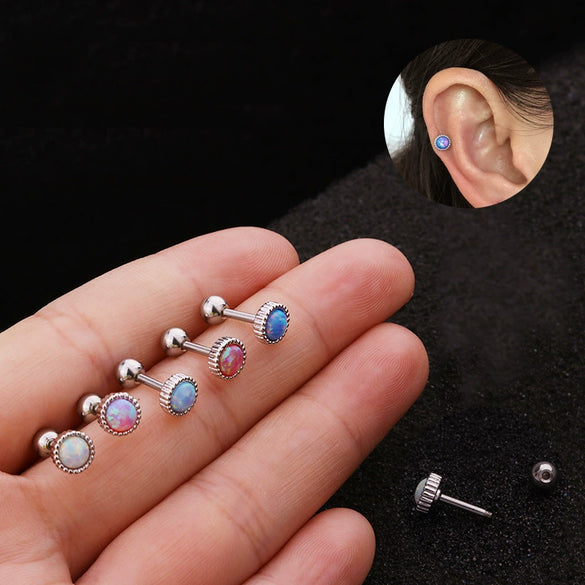 Wholesale Stainless Steel Geometric Australian Gem Inlaid Ear Nails