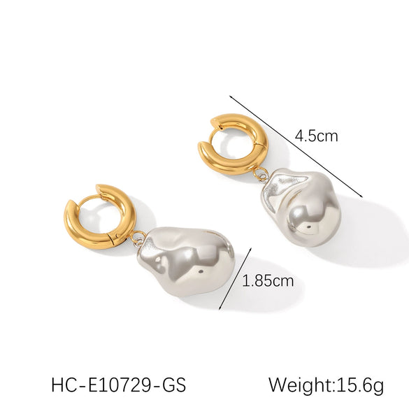 Wholesale Stainless Steel Geometric Baroque Pendant Earrings With Electroplating Ins Style For Women