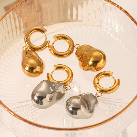 Wholesale Stainless Steel Geometric Baroque Pendant Earrings With Electroplating Ins Style For Women