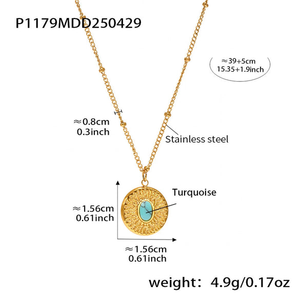 Wholesale 316L Stainless Steel Geometric Bead Chain Clavicle Necklace For Women Plated With 18K True Gold