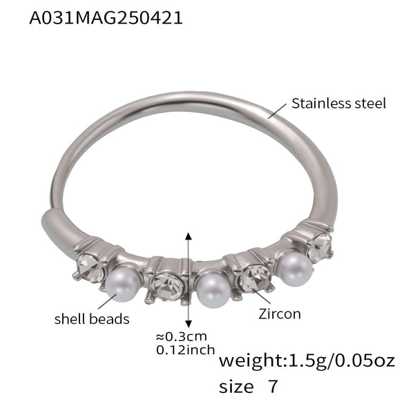 Wholesale Stainless Steel Geometric Bead Ring With Electroplating For Women