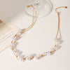 Wholesale Stainless Steel Geometric Beaded Double Layer Pearl Clavicle Necklace For Women With Electroplating
